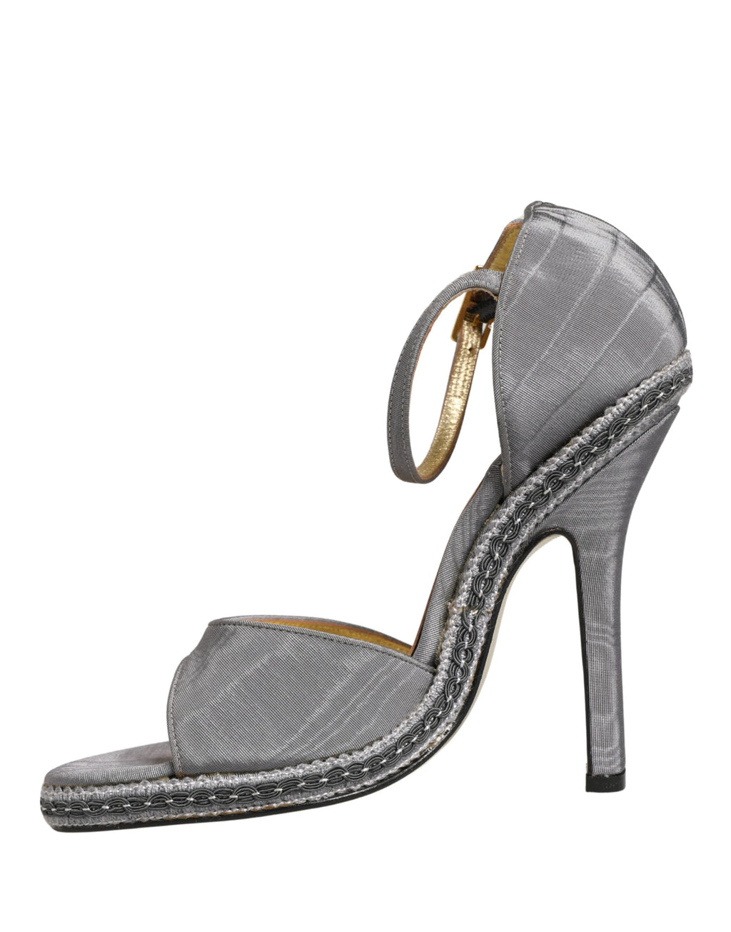 Dolce & Gabbana Graue Sandalen mit hohem Absatz und Knöchelriemen
