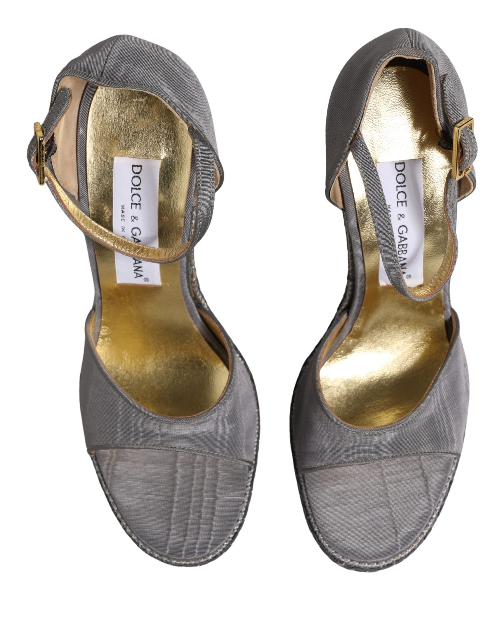Dolce & Gabbana Graue Sandalen mit hohem Absatz und Knöchelriemen