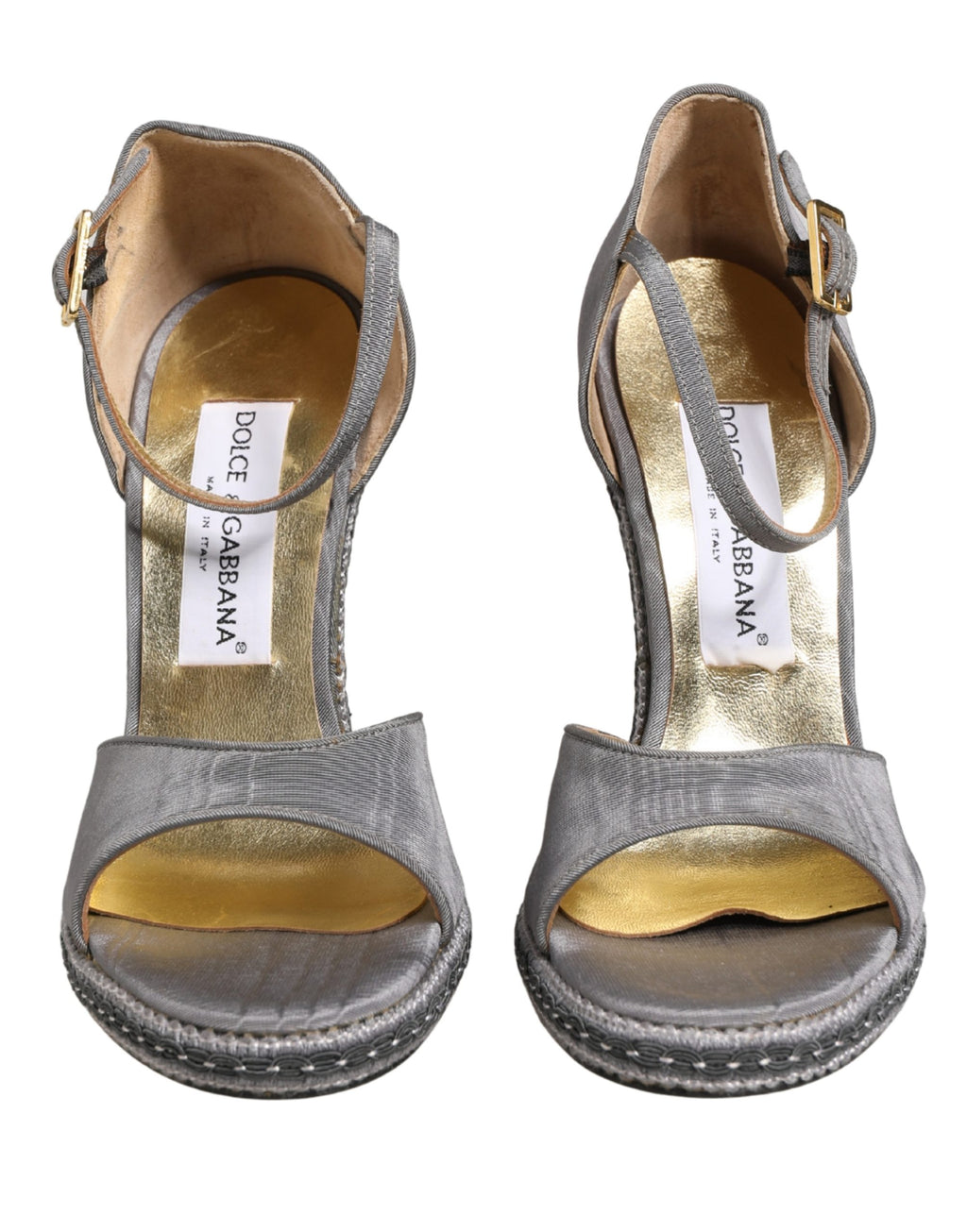 Dolce & Gabbana Graue Sandalen mit hohem Absatz und Knöchelriemen