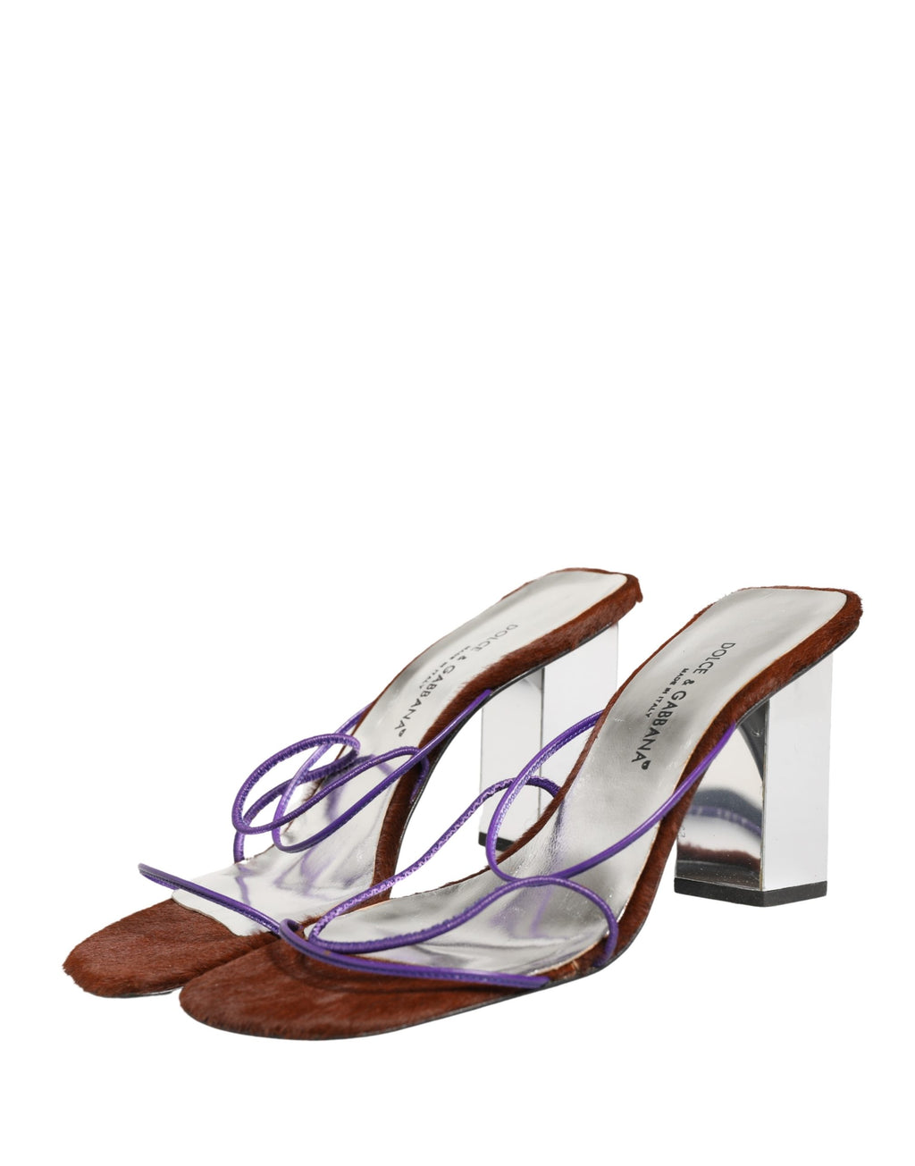 Dolce & Gabbana Silberne Blockabsatz-Sandalen zum Hineinschlüpfen
