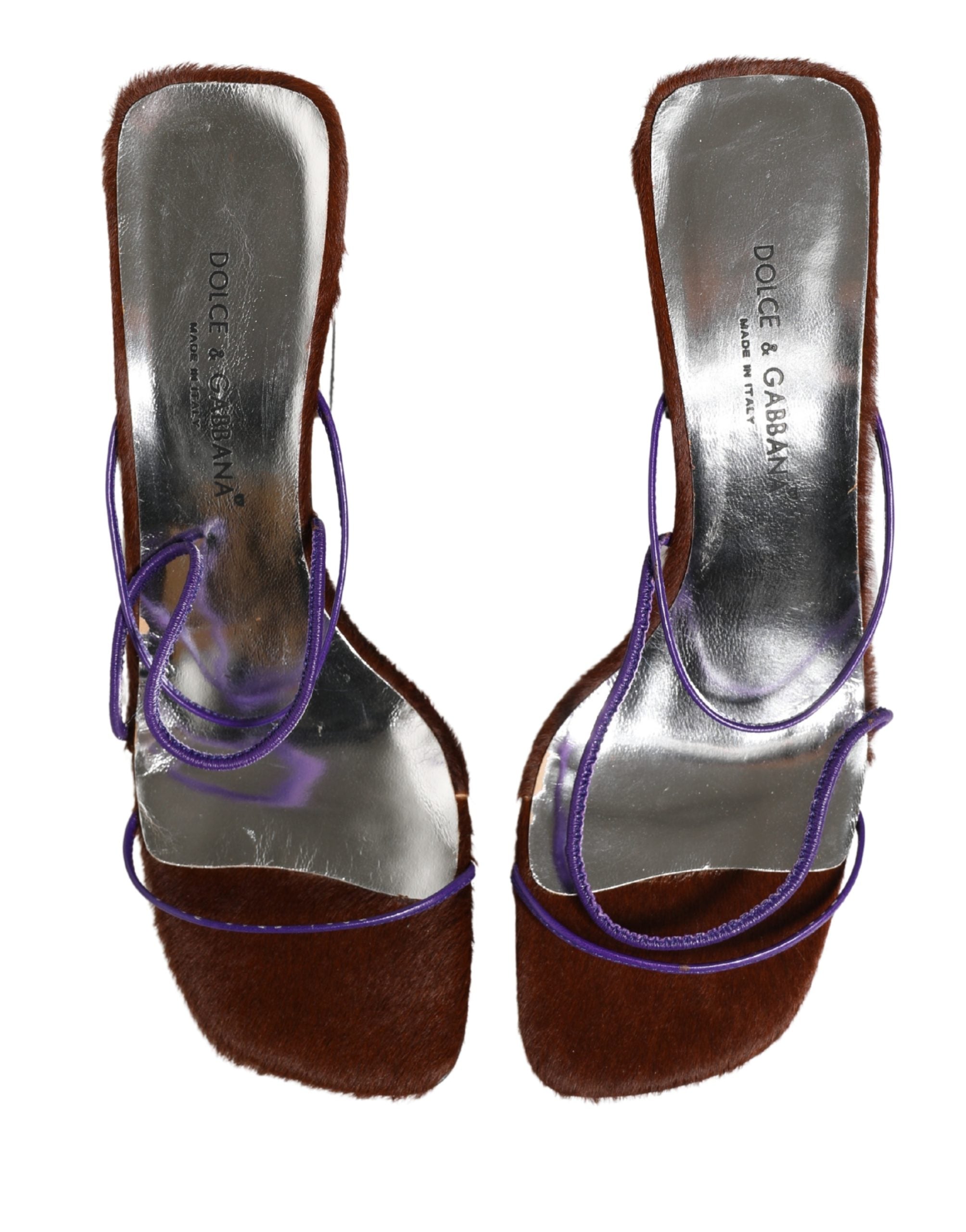 Dolce & Gabbana Silberne Blockabsatz-Sandalen zum Hineinschlüpfen