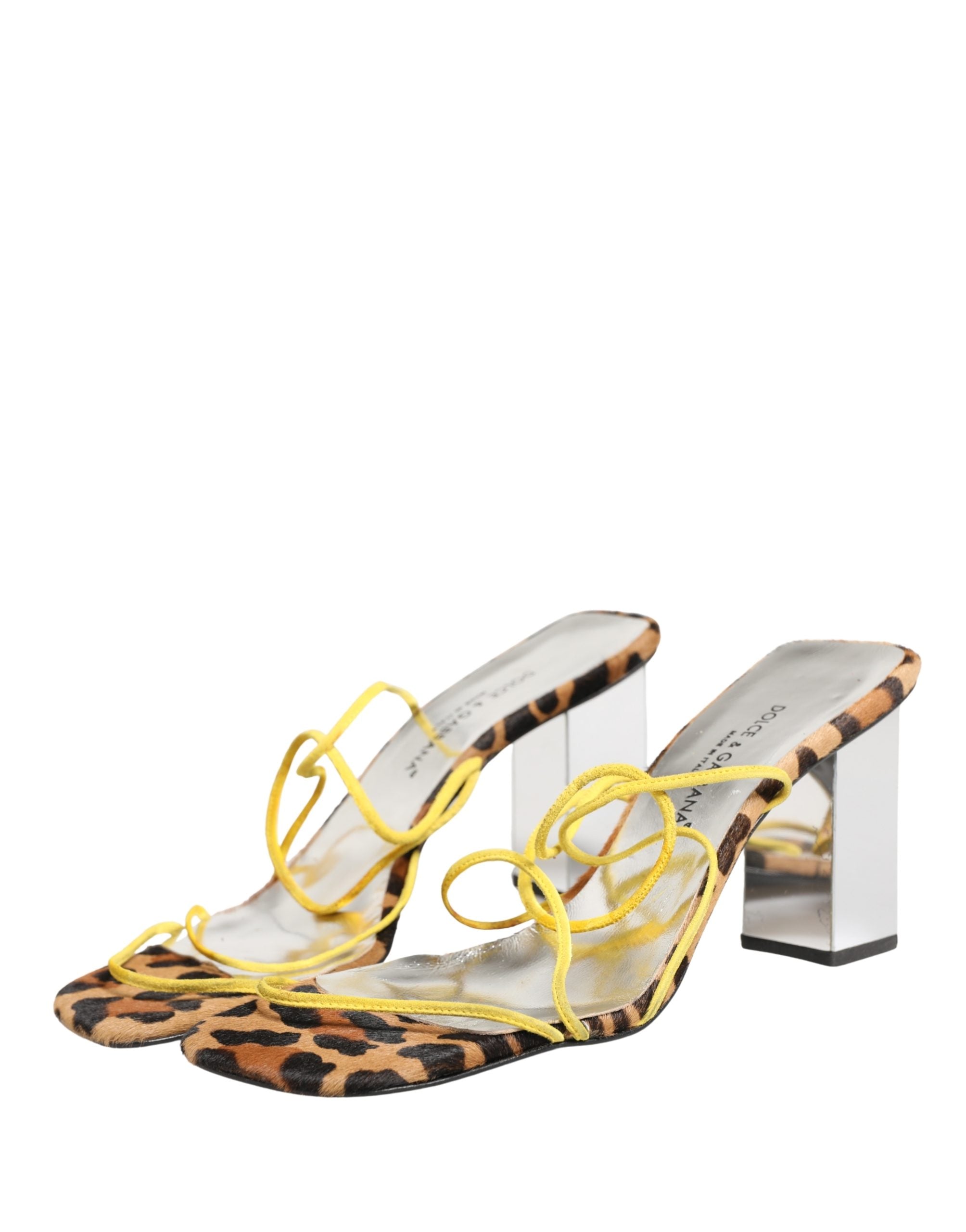 Dolce & Gabbana Mehrfarbige Leder Blockabsatz Sandalen Schuhe