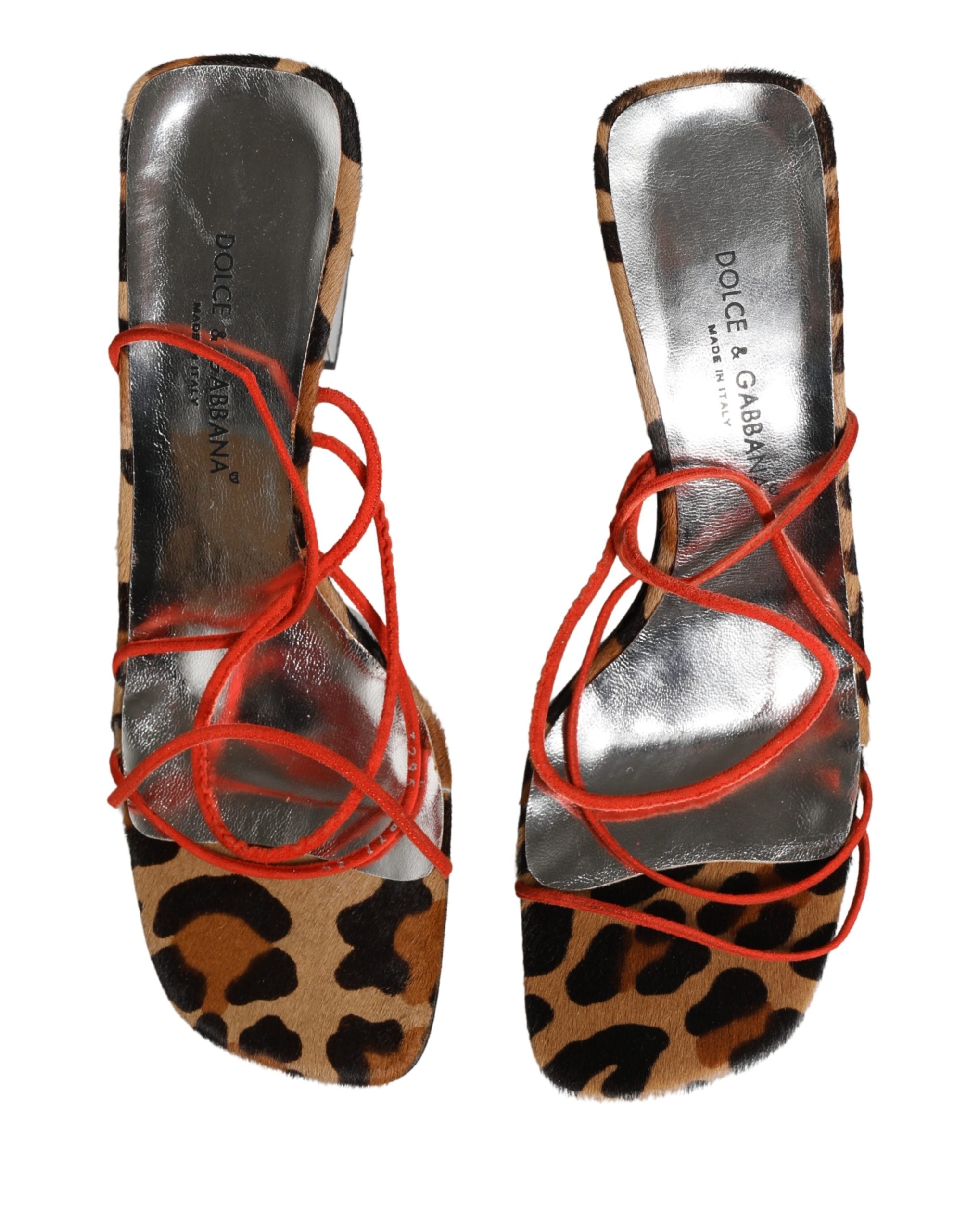 Dolce & Gabbana Mehrfarbige Leder Blockabsatz Sandalen Schuhe