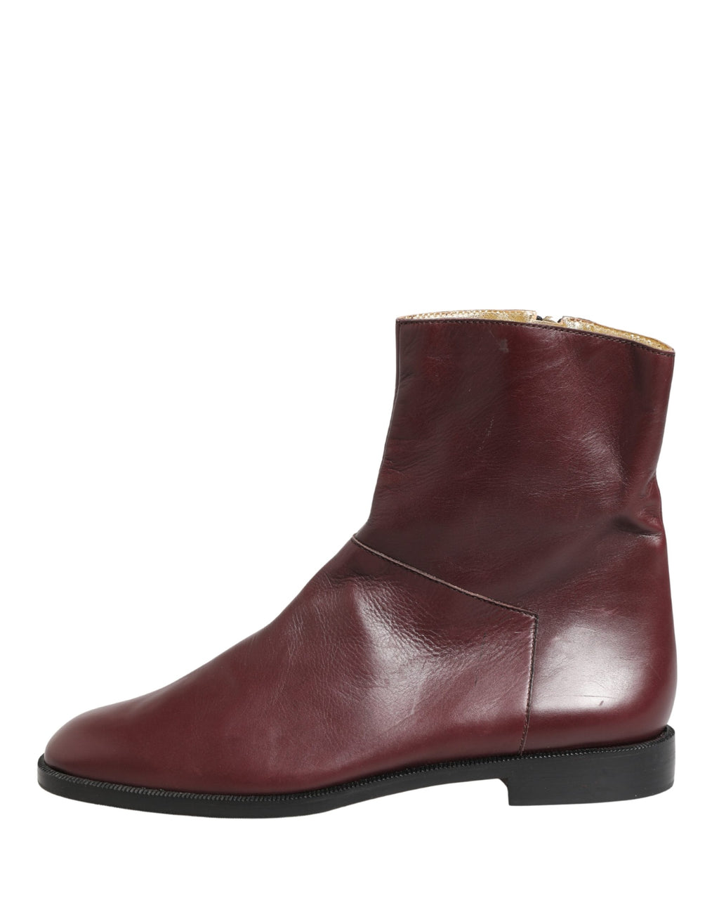 Dolce & Gabbana Maroon Leder Stiefeletten Biker Boots Schuhe