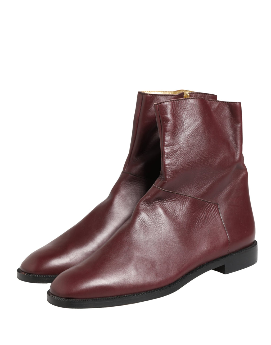 Dolce & Gabbana Maroon Leder Stiefeletten Biker Boots Schuhe