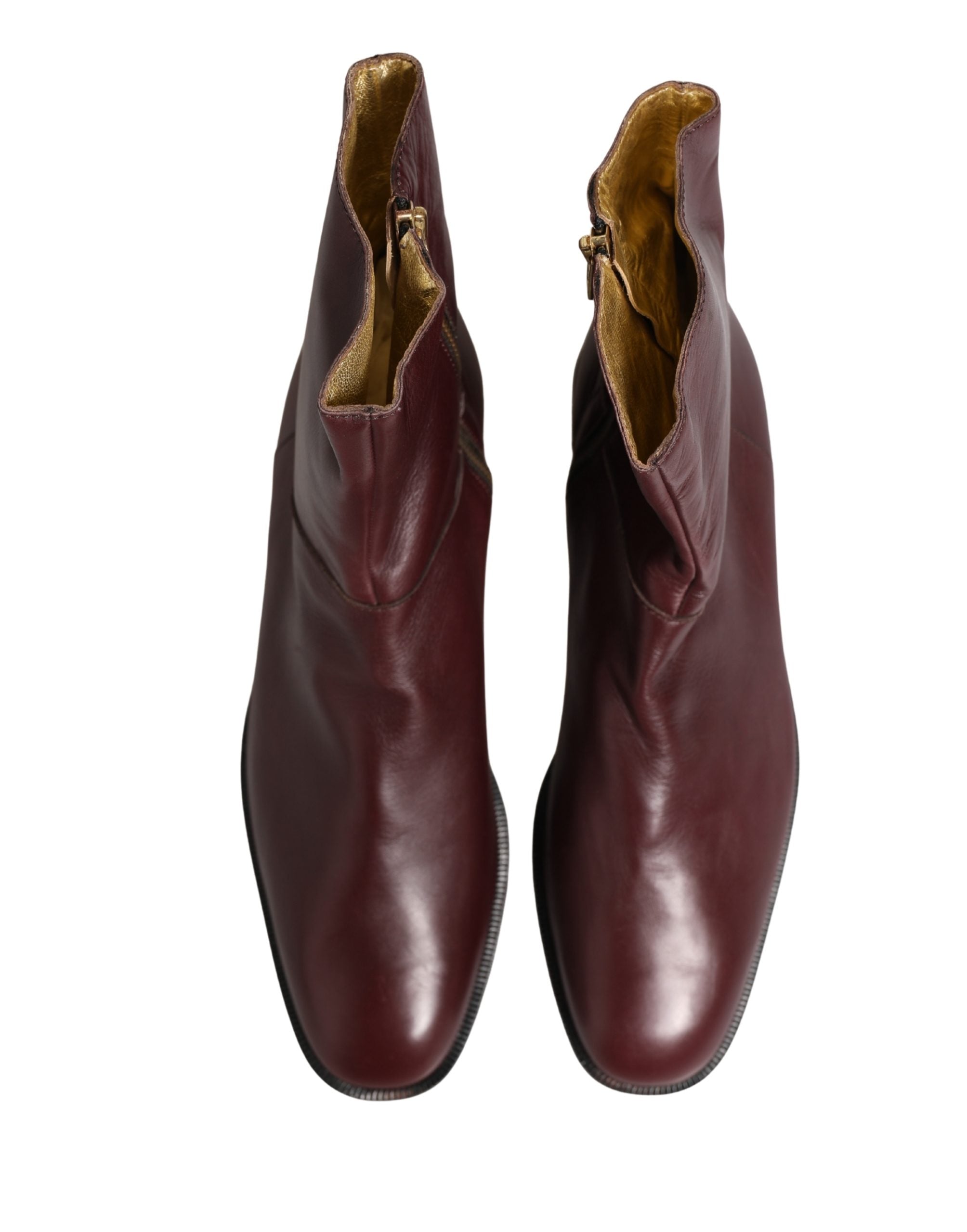 Dolce & Gabbana Maroon Leder Stiefeletten Biker Boots Schuhe