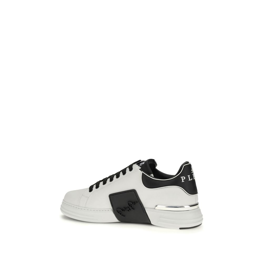 Philipp Plein Weiße Bos Taurus Kalbsleder Low-Top-Sneaker