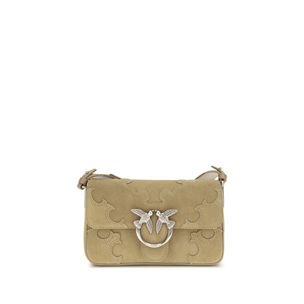 PINKO Beige Kalbsleder Bos Taurus Schultertasche