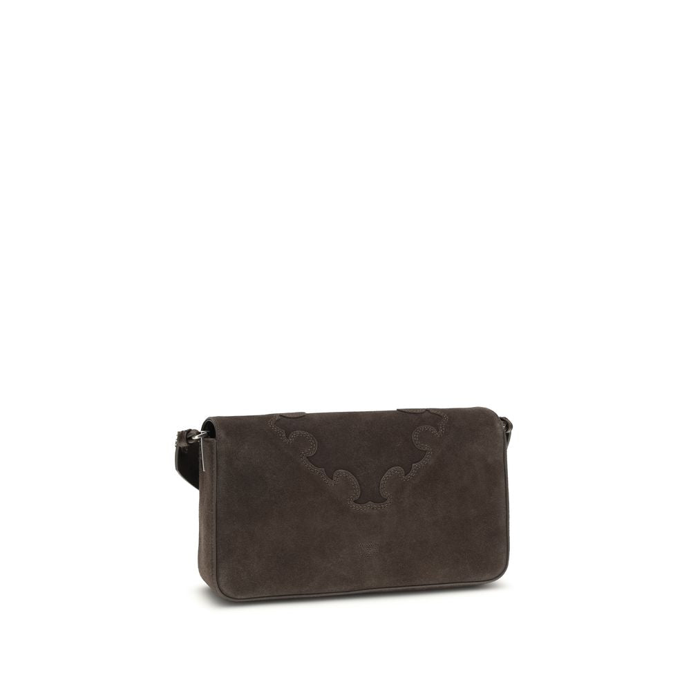 PINKO Braune Kalbsleder Bos Taurus Schultertasche