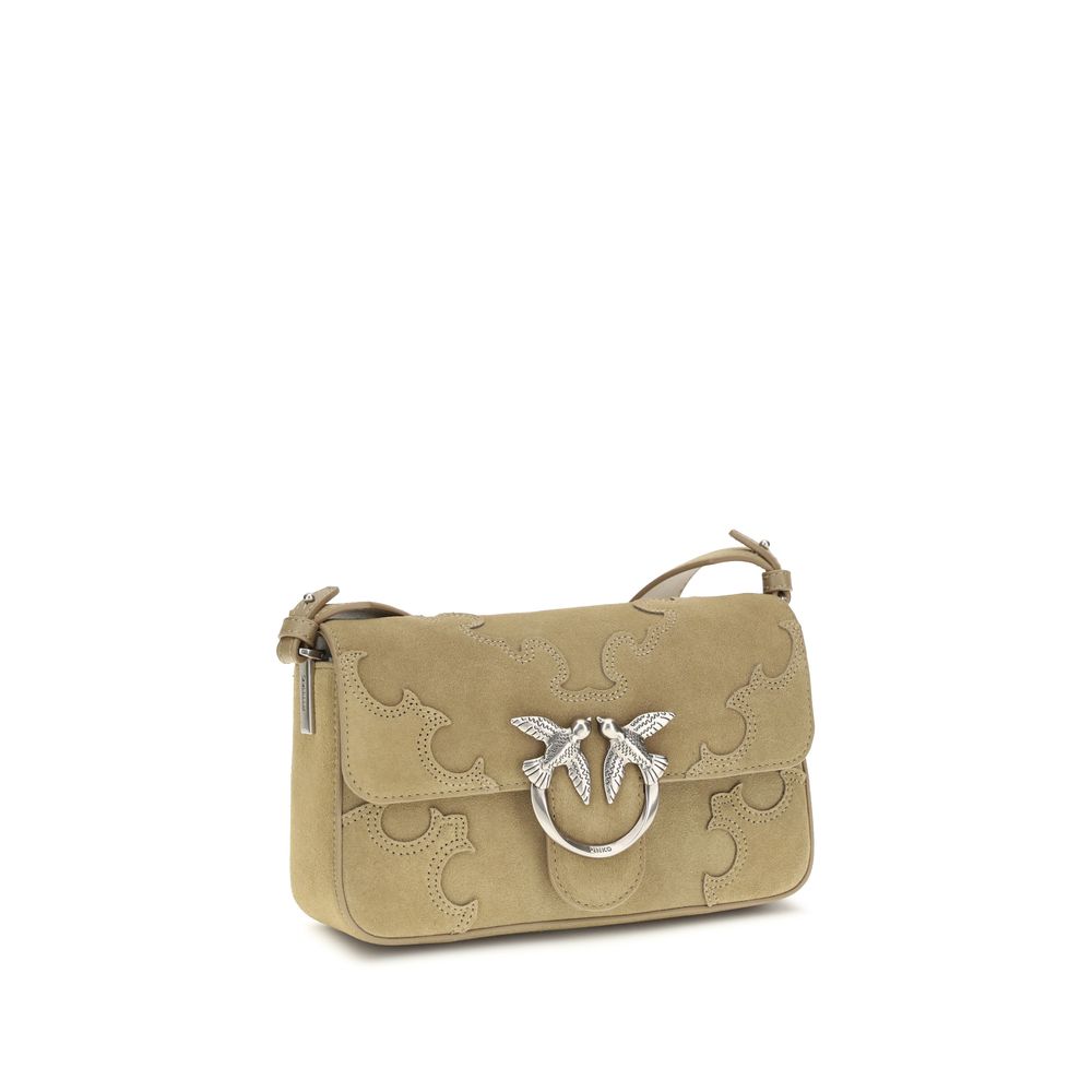 PINKO Beige Kalbsleder Bos Taurus Schultertasche