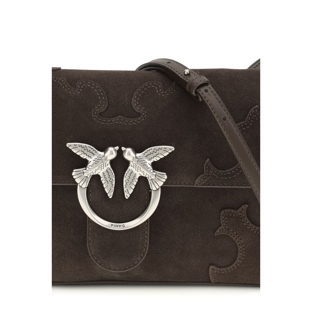 PINKO Braune Kalbsleder Bos Taurus Schultertasche
