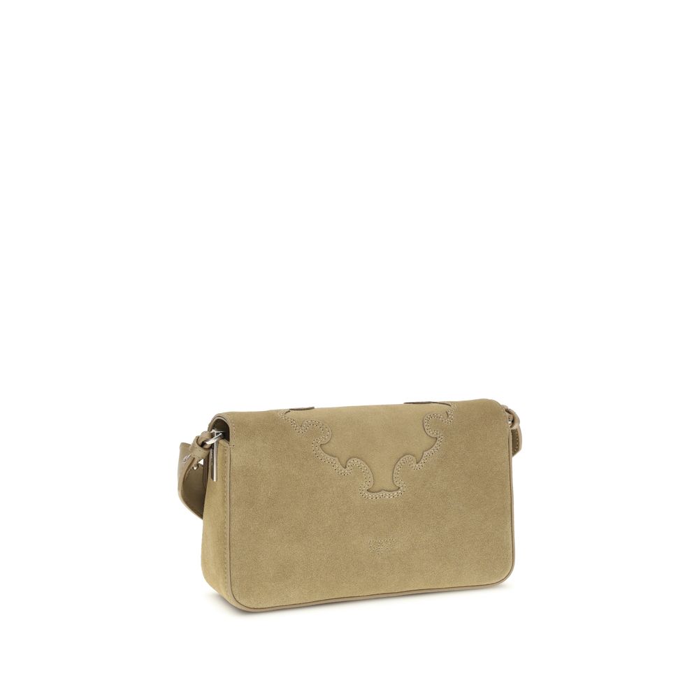 PINKO Beige Kalbsleder Bos Taurus Schultertasche
