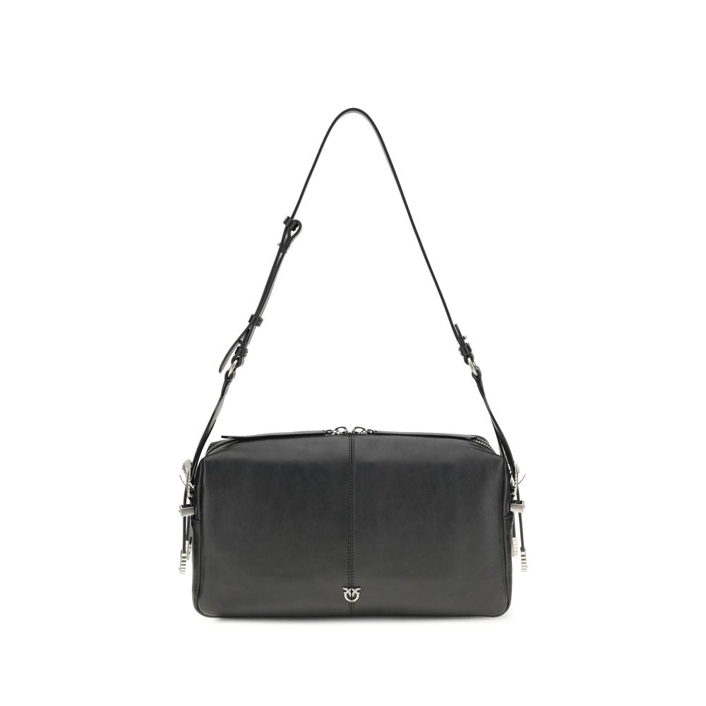 PINKO Schwarze Kalbsleder Bos Taurus Schultertasche