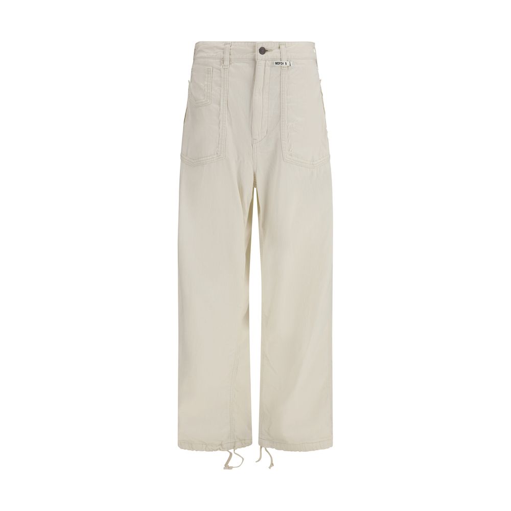 Maison Mihara Yasuhiro Weiße Baumwoll-Freizeithose