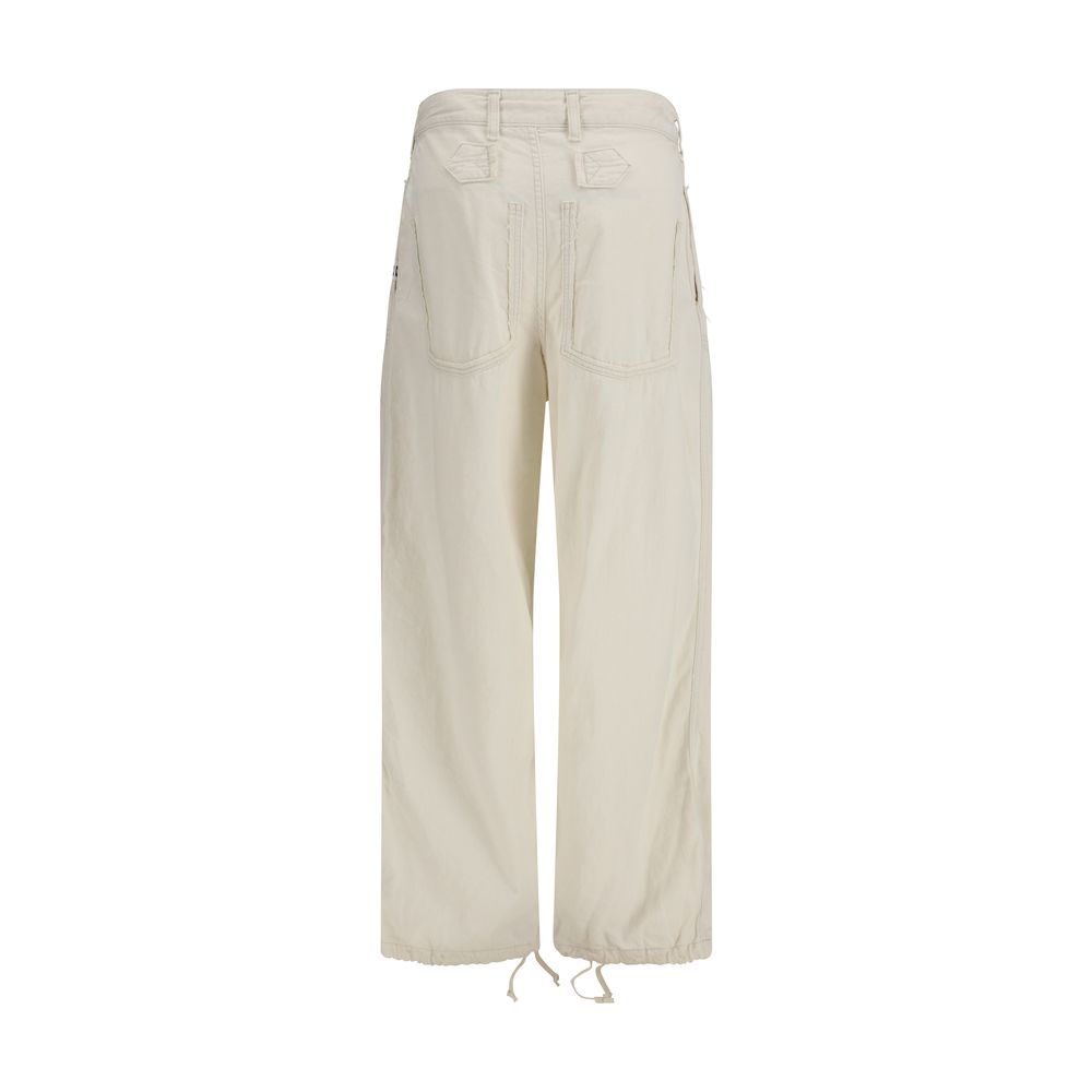 Maison Mihara Yasuhiro Weiße Baumwoll-Freizeithose