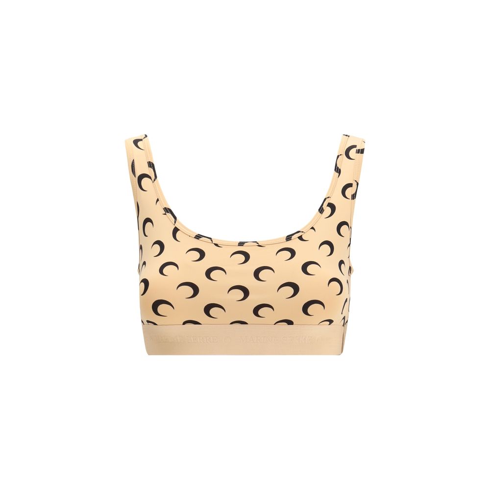 Marine Serre Beige Polyamide Sports Bra