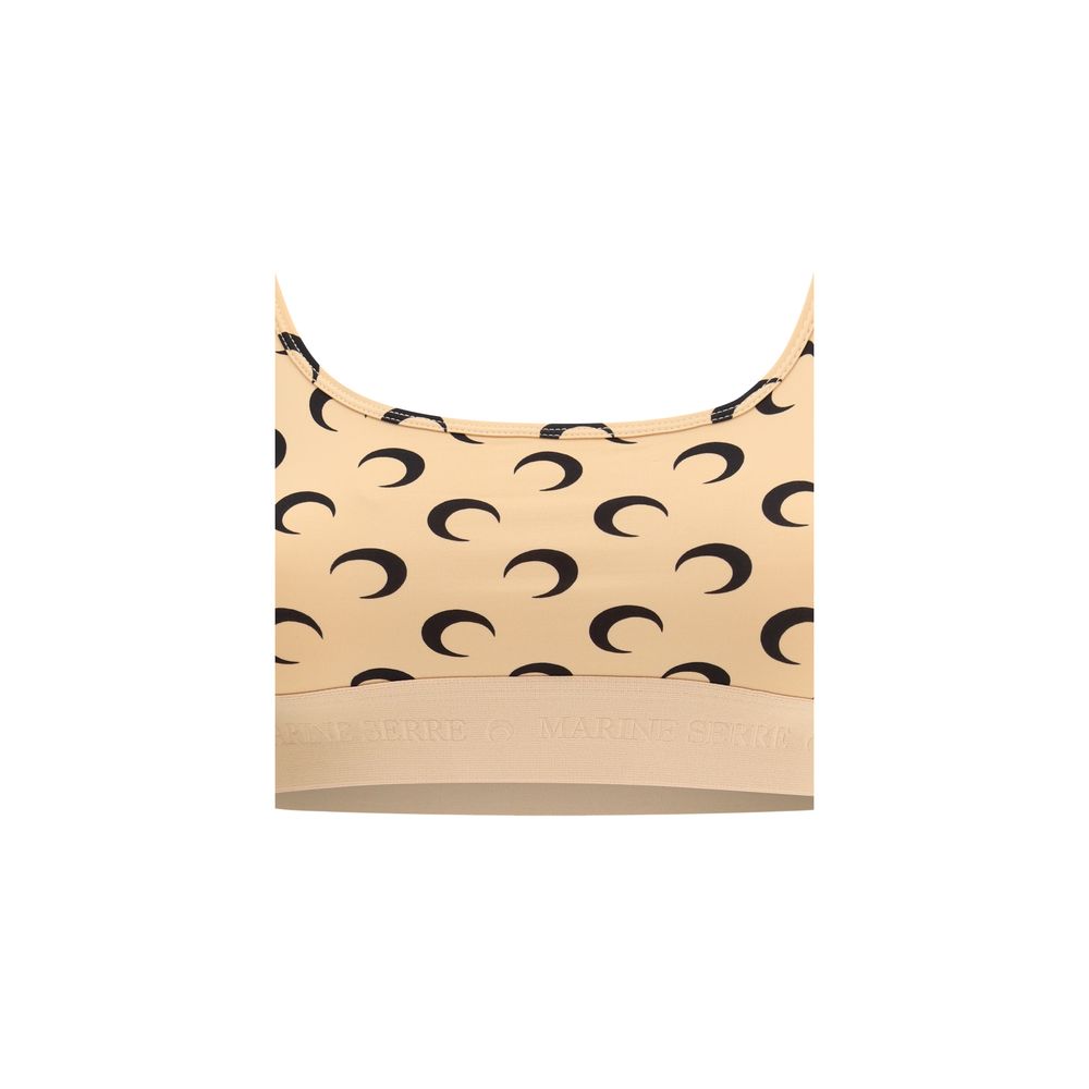 Marine Serre Beige Polyamide Sports Bra