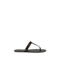 Saint Laurent Braune Kalbsleder Bos Taurus Flache Sandalen