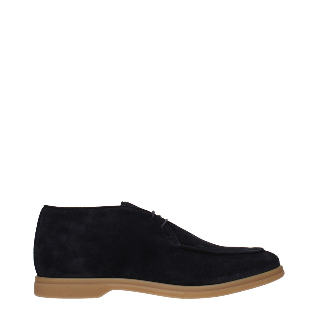 Eleventy Blaue Leder-Schnürstiefel