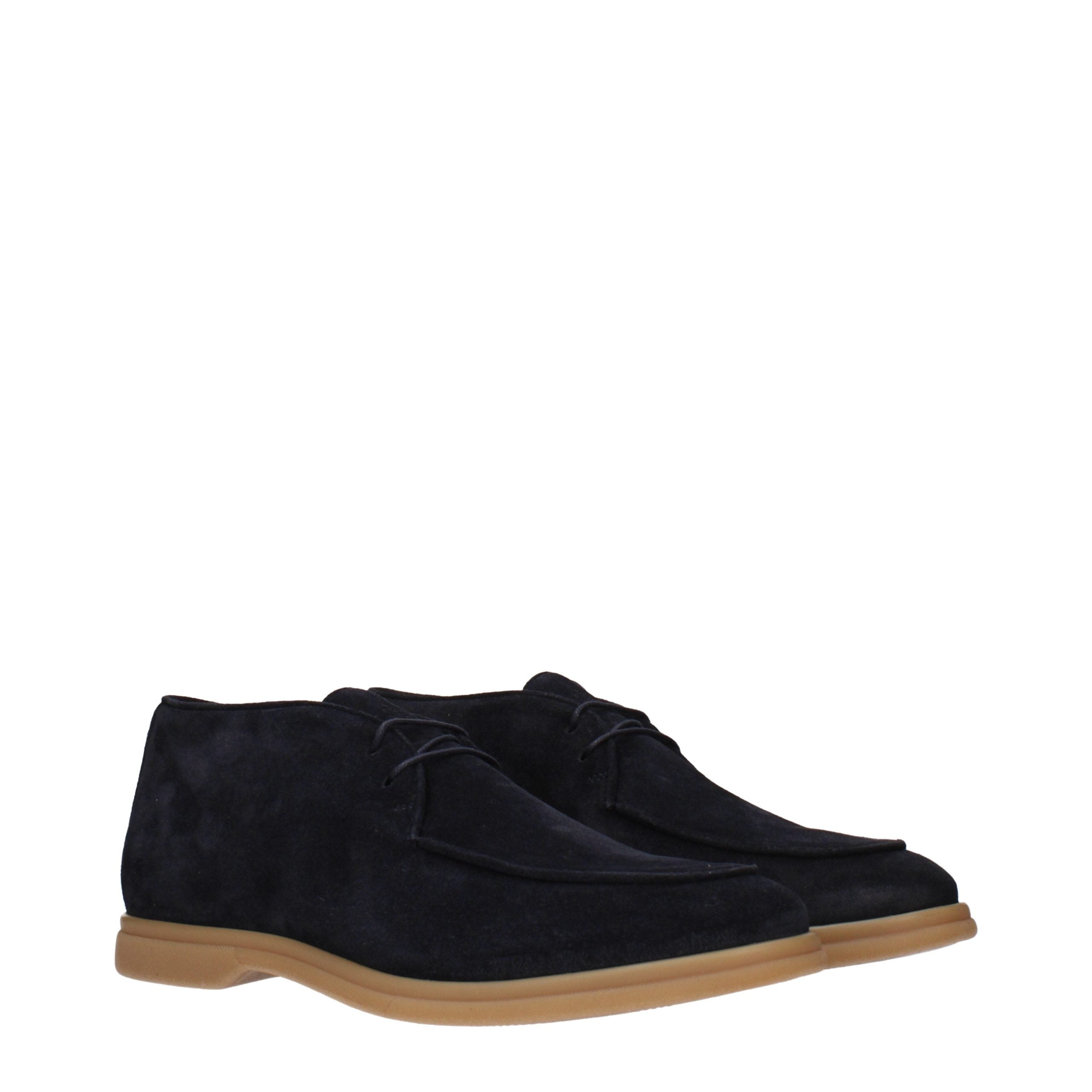 Eleventy Blaue Leder-Schnürstiefel