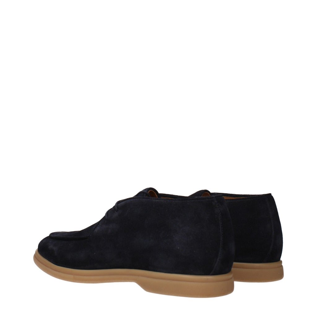 Eleventy Blaue Leder-Schnürstiefel