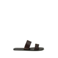 Saint Laurent Braune Kalbsleder Bos Taurus Flache Sandalen