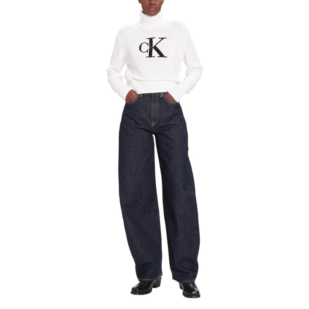 Calvin Klein Jeans Weißer Rollkragenpullover aus Baumwolle