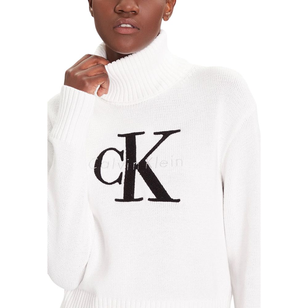 Calvin Klein Jeans Weißer Rollkragenpullover aus Baumwolle