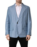 Dolce & Gabbana Hellblaue einreihige Herrenjacke Blazer