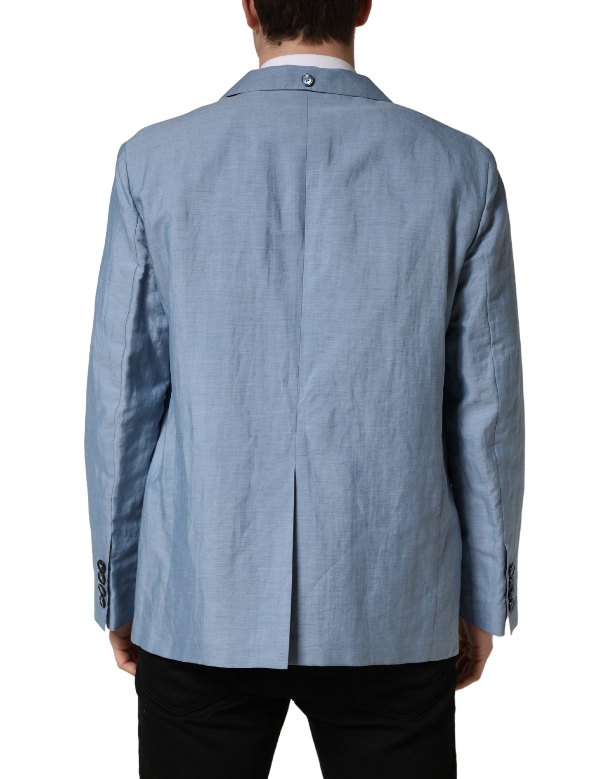 Dolce & Gabbana Hellblaue einreihige Herrenjacke Blazer