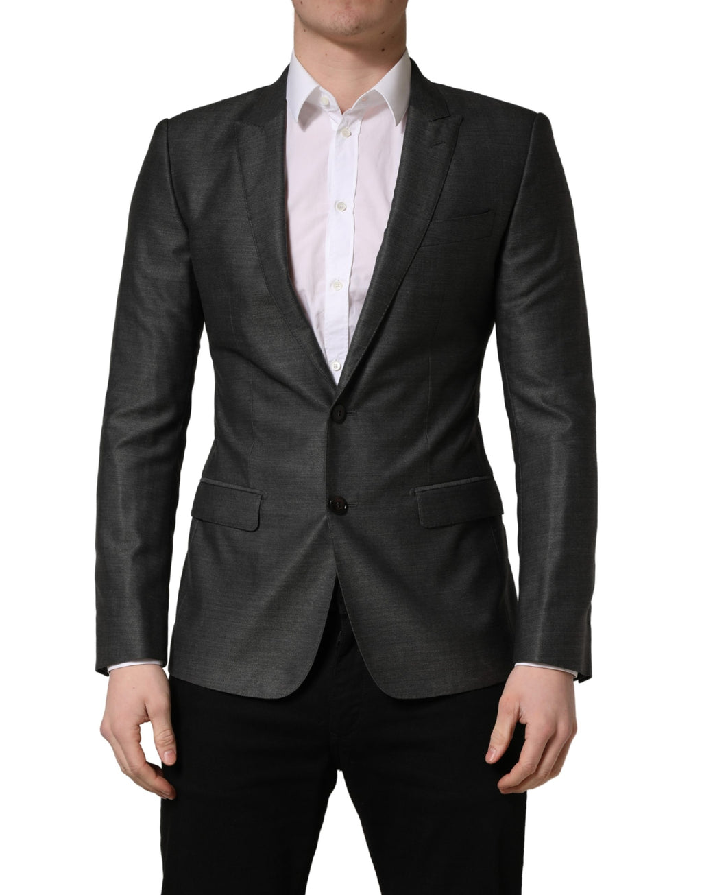 Dolce & Gabbana Dunkelgrauer Woll-Blazer im Slim Fit-Schnitt
