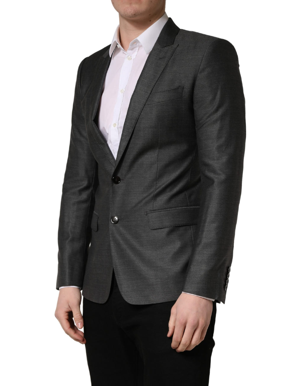Dolce & Gabbana Dunkelgrauer Woll-Blazer im Slim Fit-Schnitt