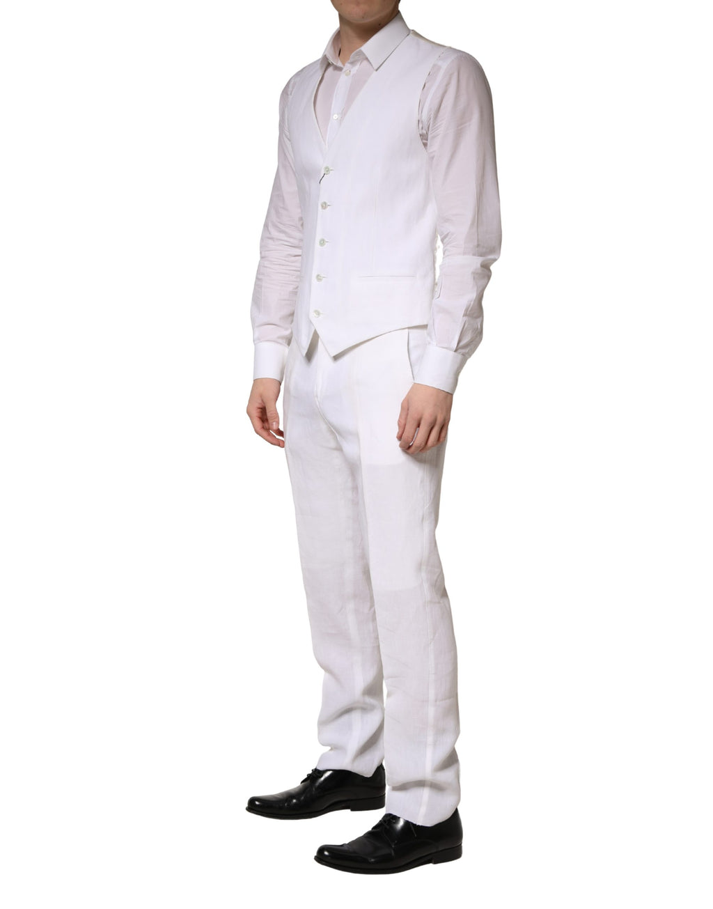 Dolce & Gabbana Weißer SARTORIA Leinen 2-Teiler Herren Anzug