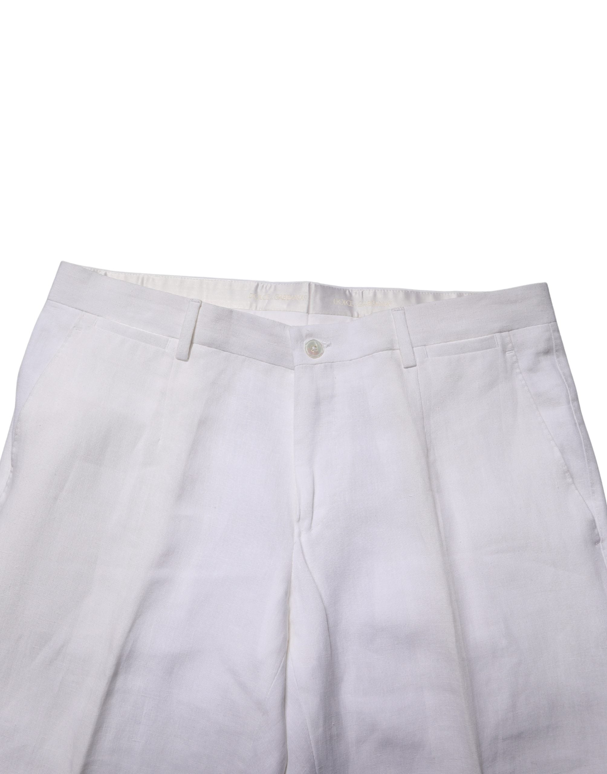 Dolce & Gabbana Weißer SARTORIA Leinen 2-Teiler Herren Anzug