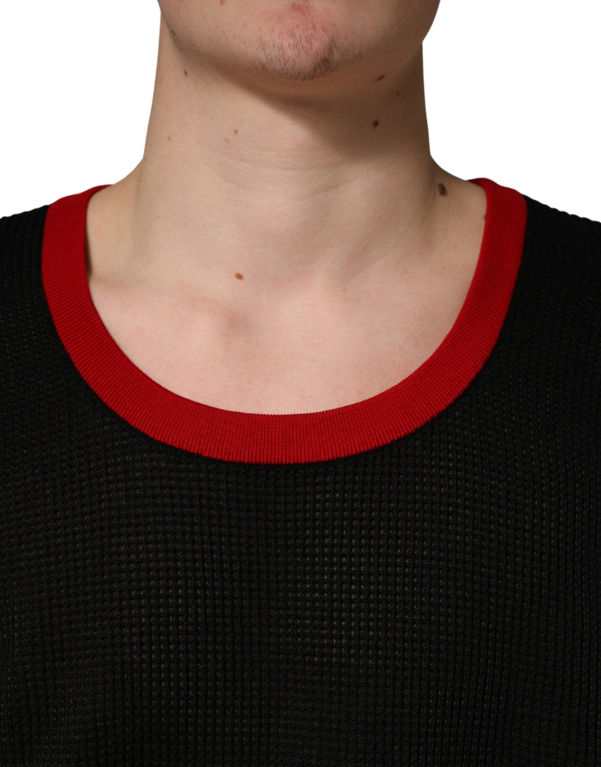 Dolce & Gabbana Schwarze ärmellose Strickweste mit Rundhalsausschnitt für Herren
