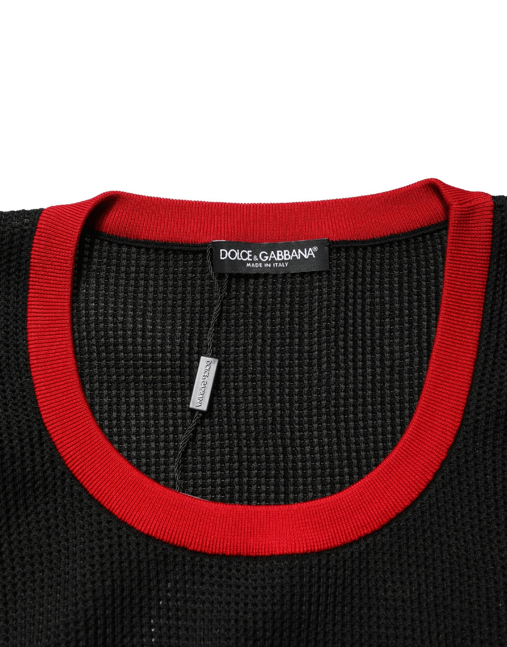 Dolce & Gabbana Schwarze ärmellose Strickweste mit Rundhalsausschnitt für Herren