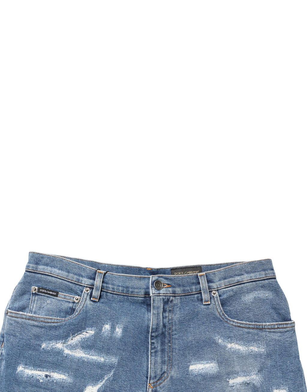 Dolce & Gabbana Blaue Baumwoll-Bermudashorts aus distressed Denim
