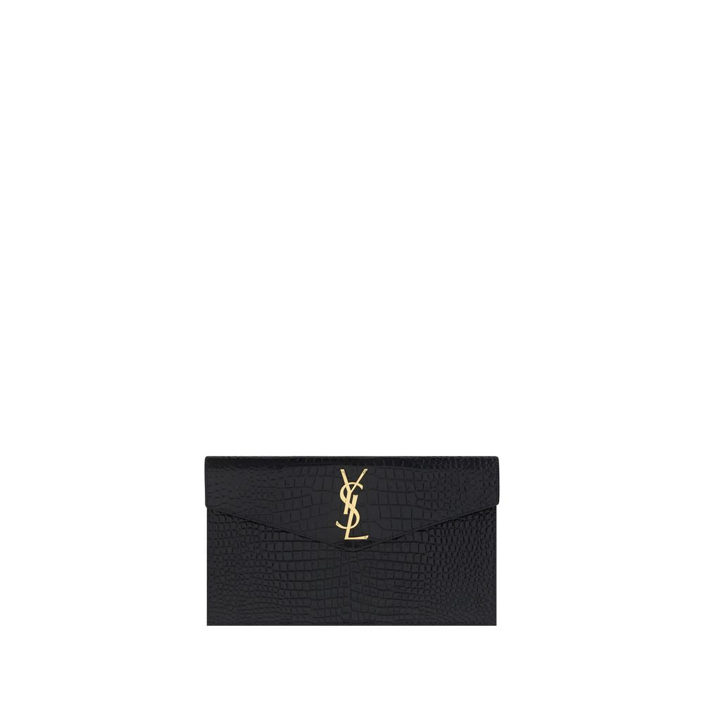 Saint Laurent Schwarze Bos Taurus Kalbsleder Clutch