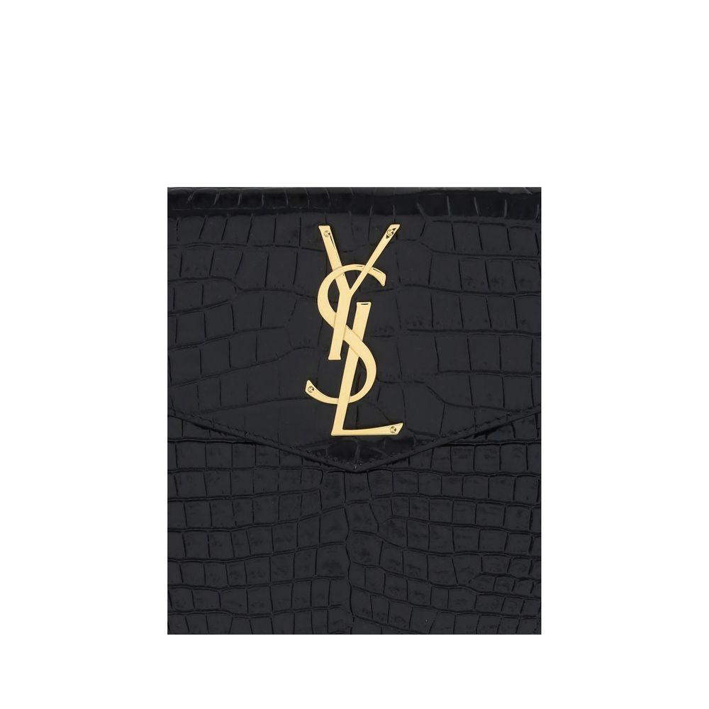 Saint Laurent Schwarze Bos Taurus Kalbsleder Clutch