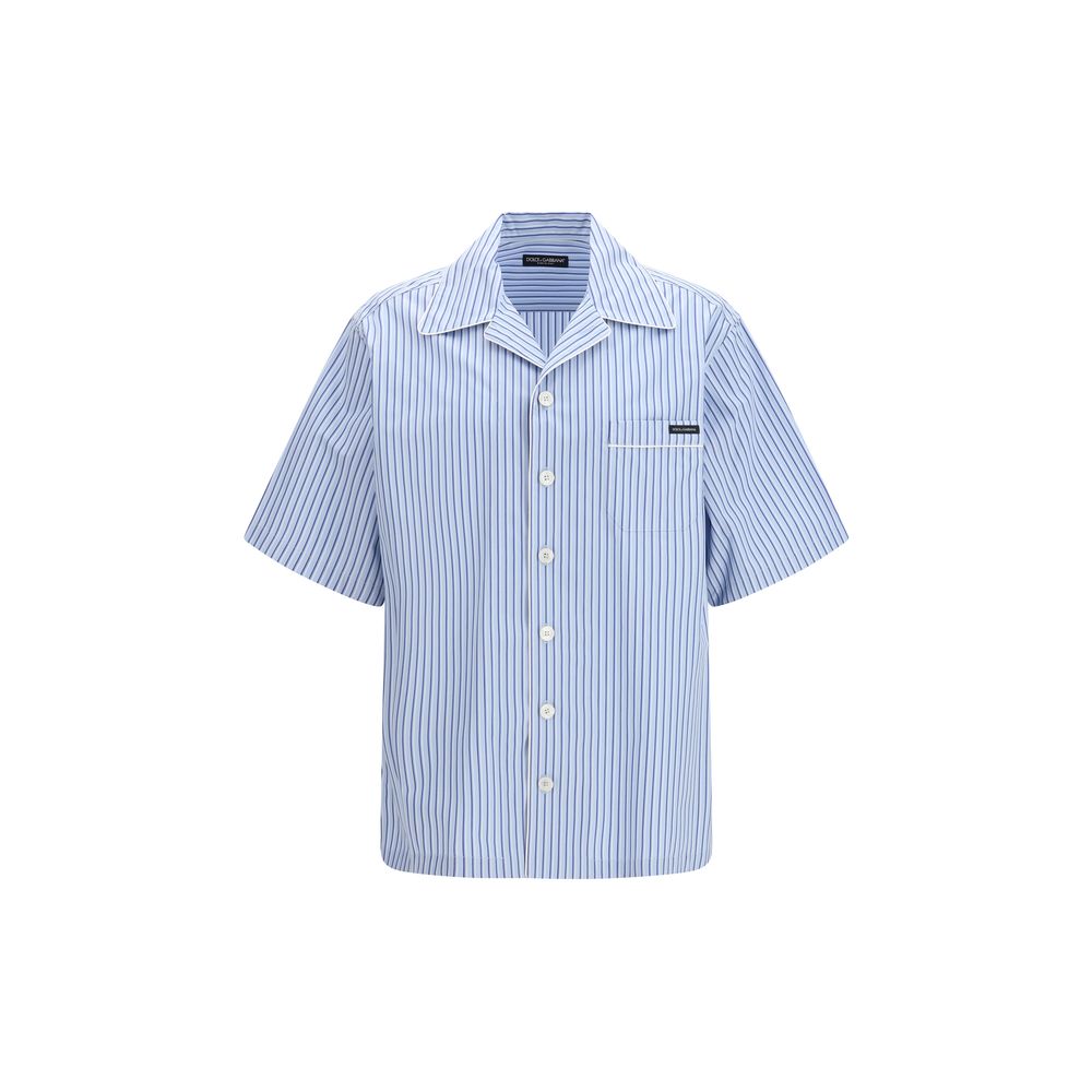 Dolce & Gabbana Blue Cotton Short-Sleeve Shirt
