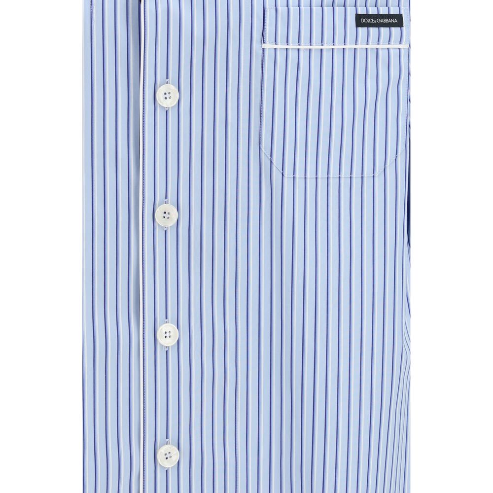 Dolce & Gabbana Blue Cotton Short-Sleeve Shirt