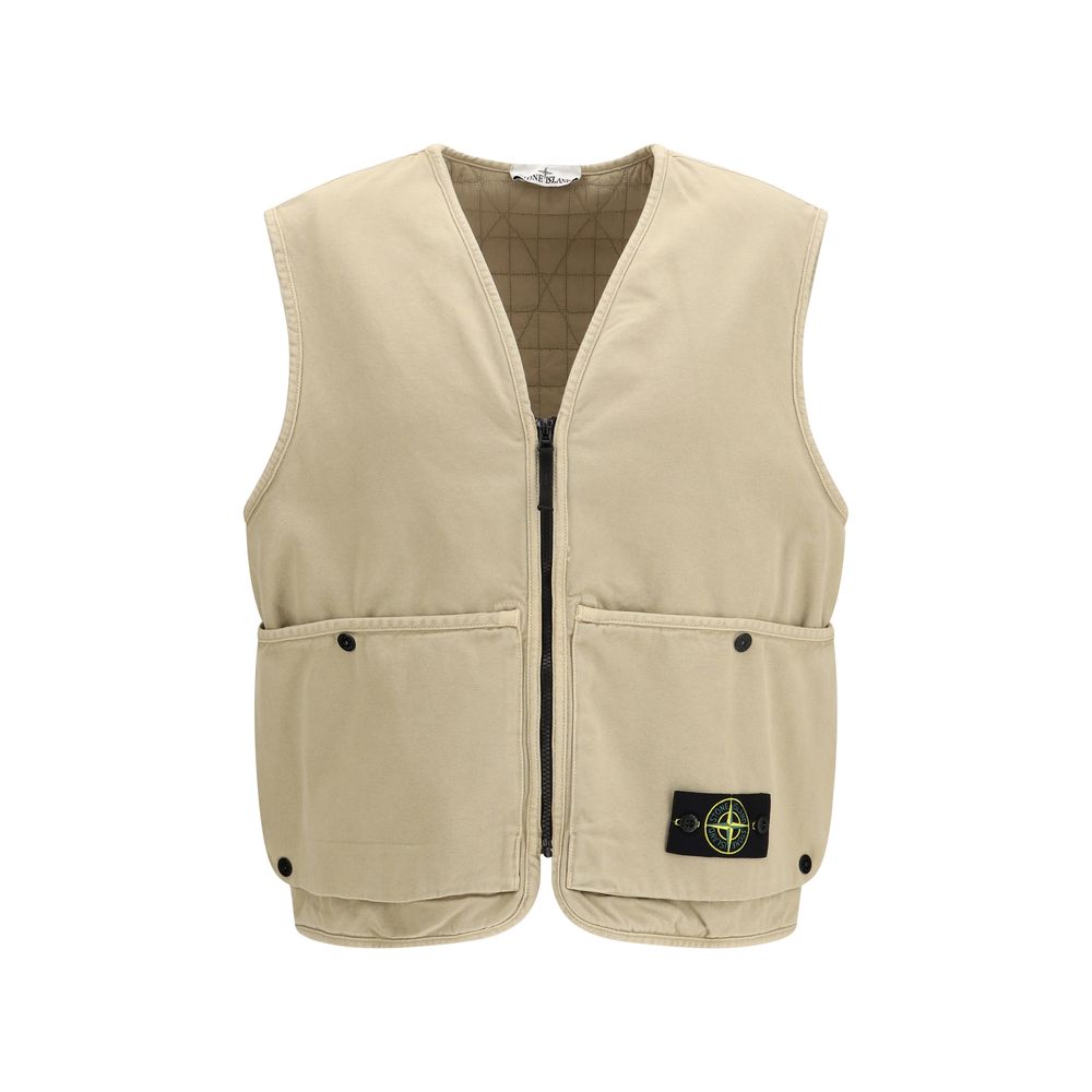 Stone Island Beige Baumwoll-Ärmellose Jacke