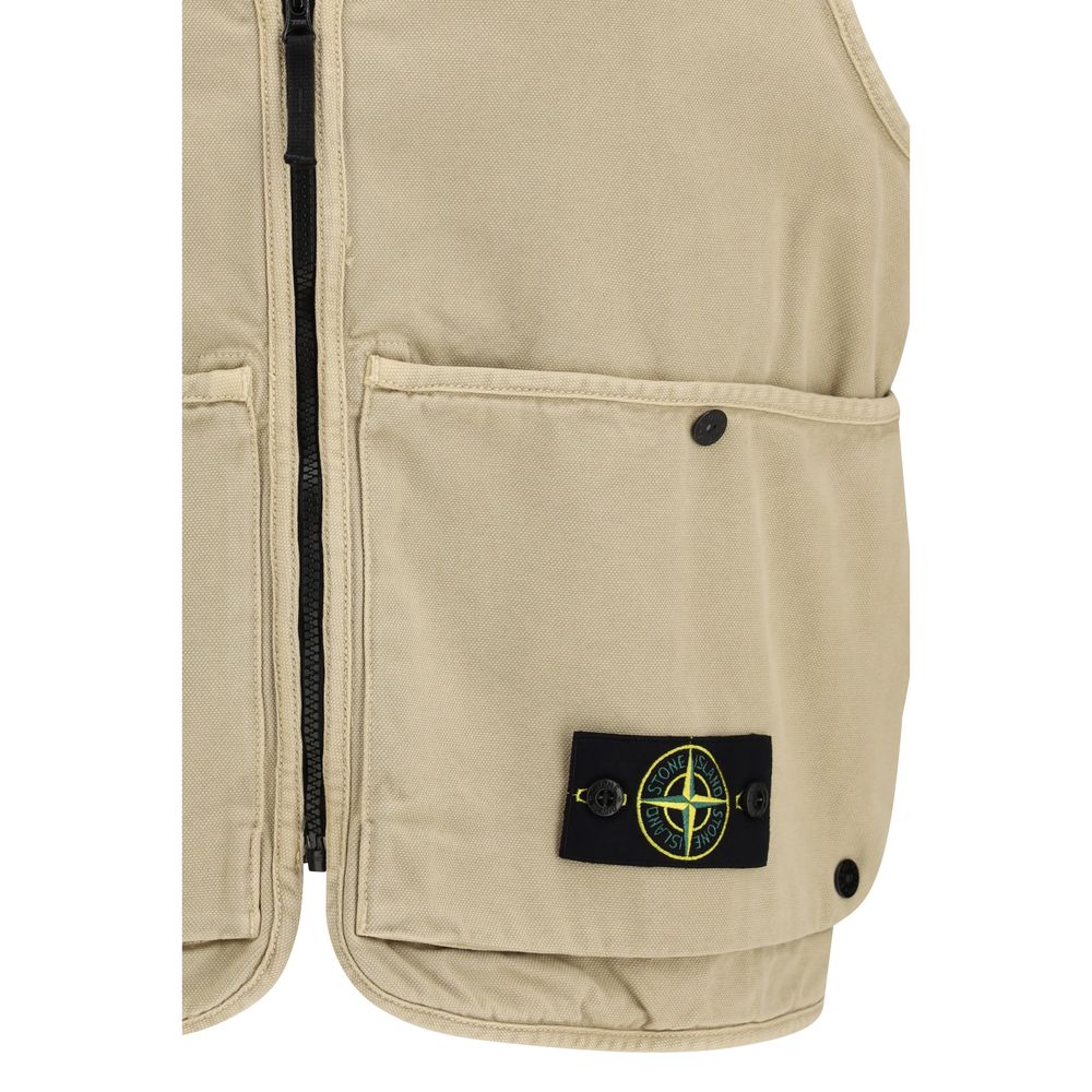 Stone Island Beige Baumwoll-Ärmellose Jacke