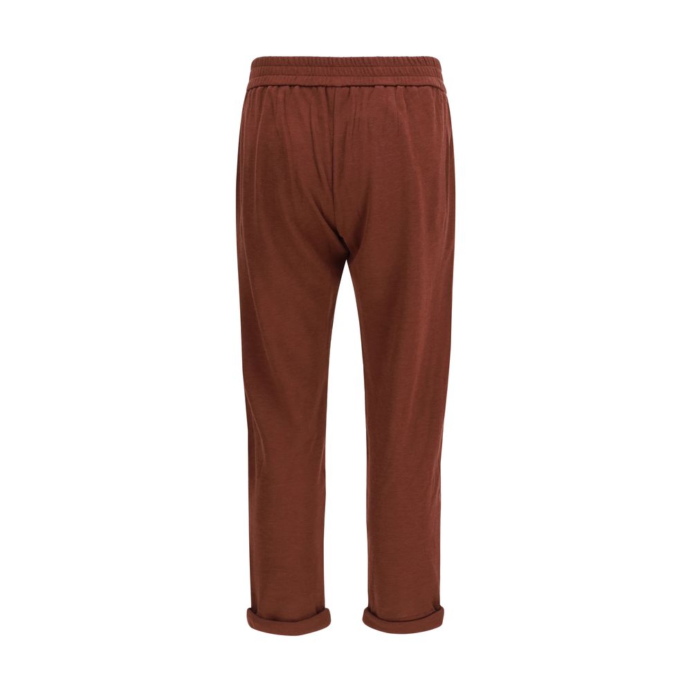 Brunello Cucinelli Bordeaux Baumwollhose im Casual-Look