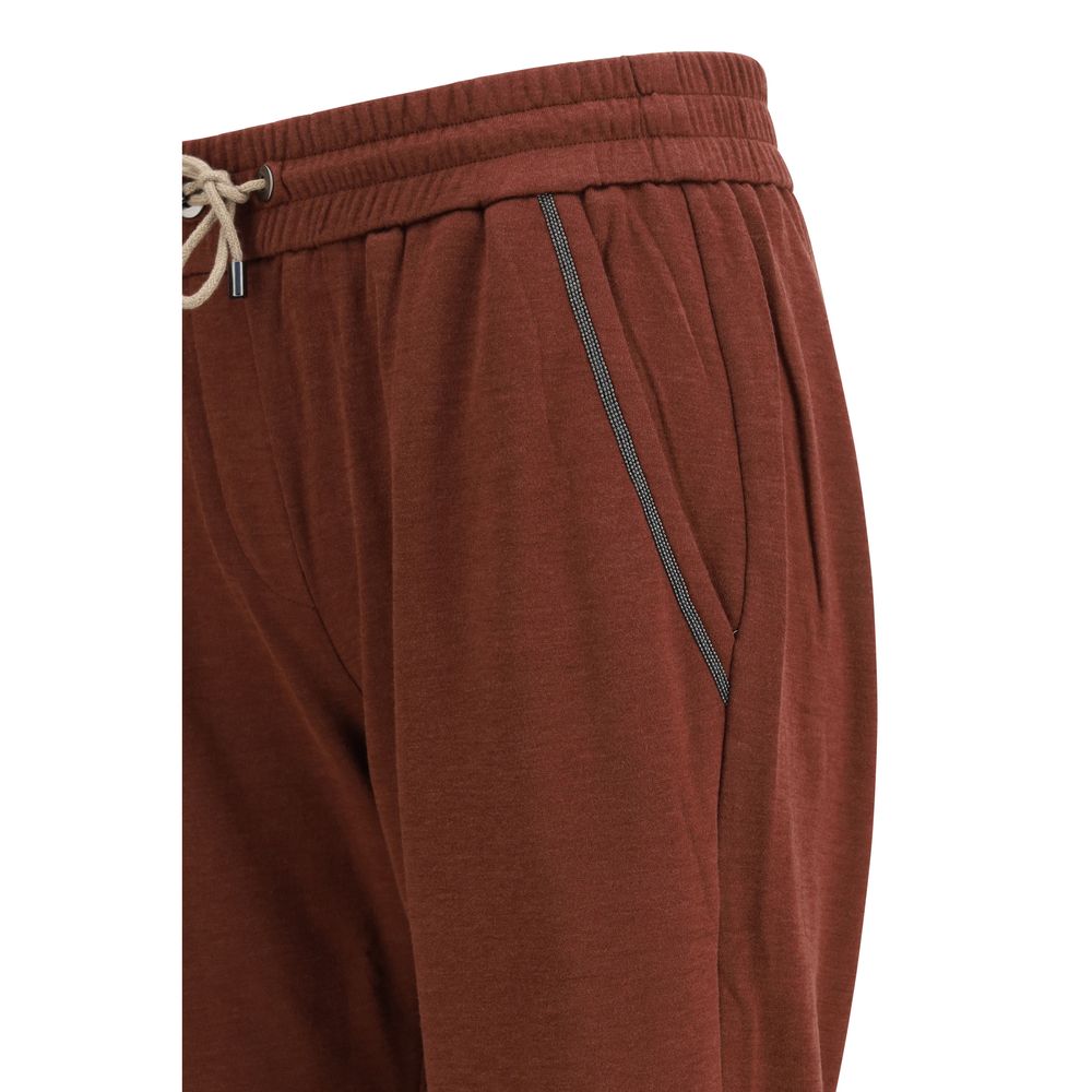 Brunello Cucinelli Bordeaux Baumwollhose im Casual-Look
