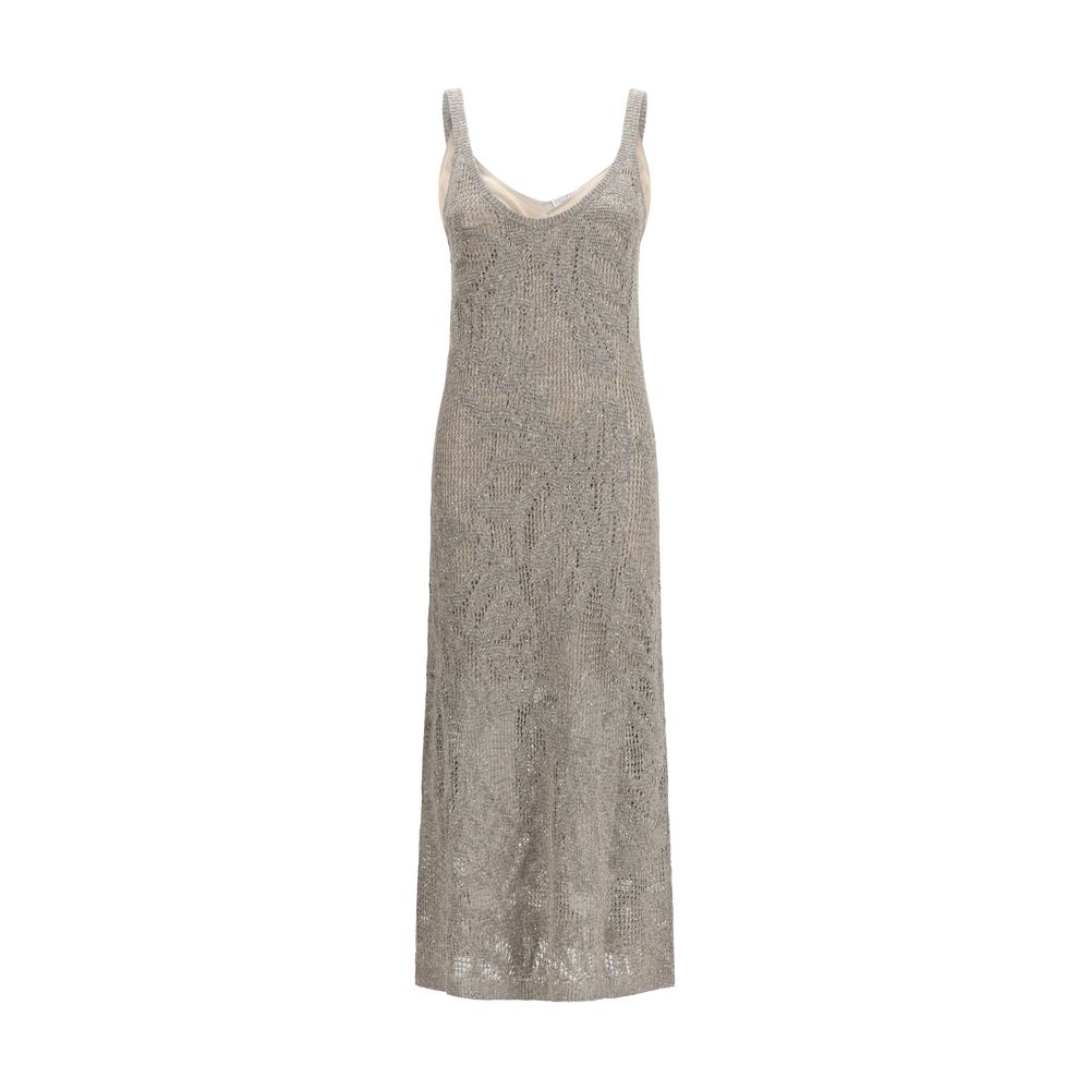 Brunello Cucinelli Graues Leinenkleid für die Freizeit