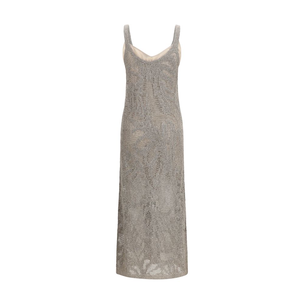 Brunello Cucinelli Graues Leinenkleid für die Freizeit