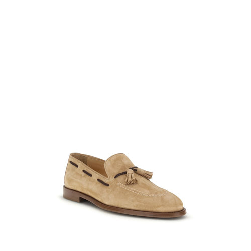Brunello Cucinelli Braune Kalbsleder Bos Taurus Loafer zum Hineinschlüpfen