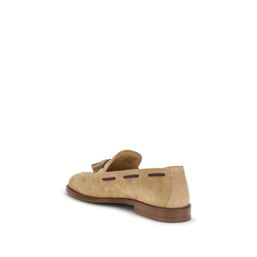 Brunello Cucinelli Braune Kalbsleder Bos Taurus Slipper-Loafer