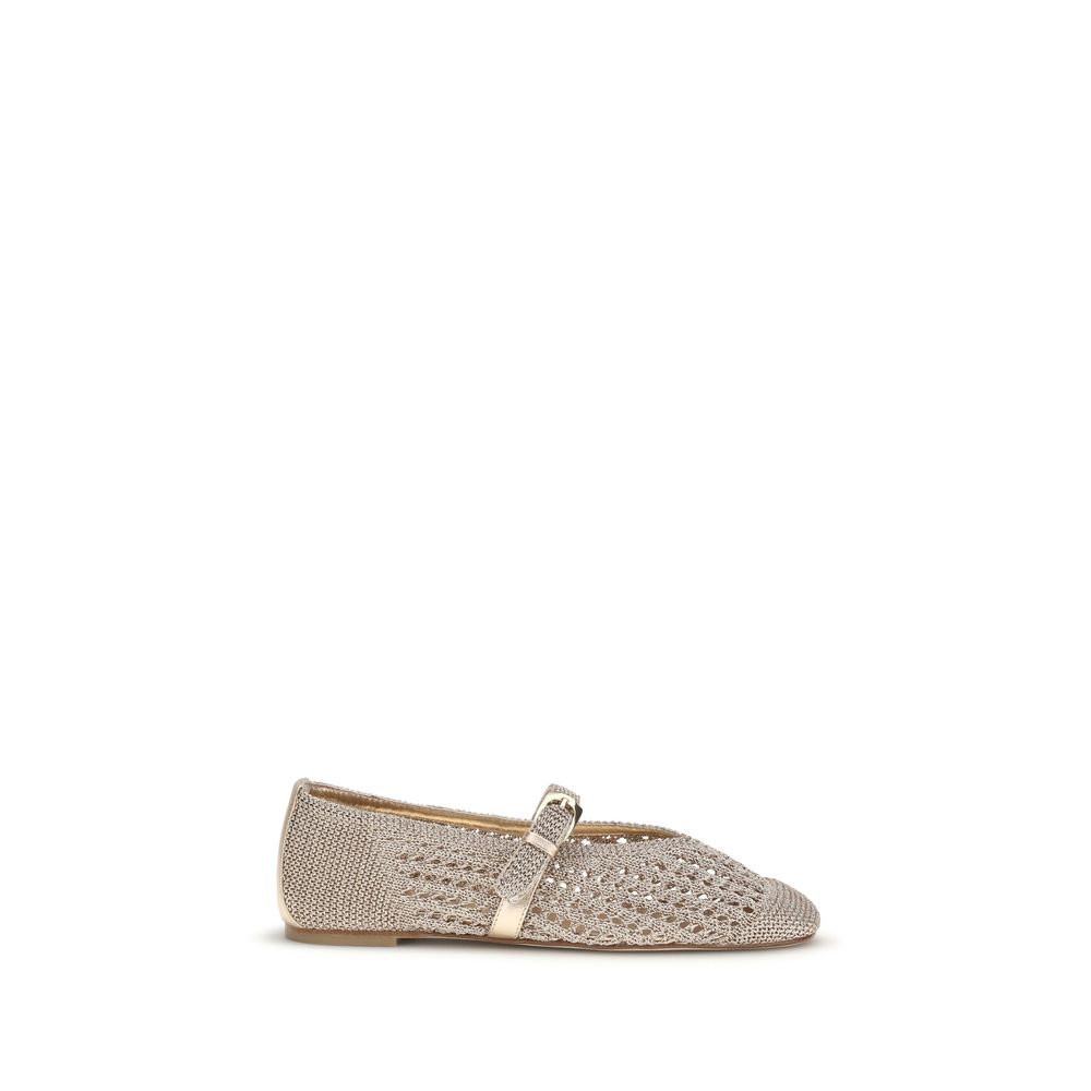 Stuart Weitzman Ballerinas aus goldenem Stoff